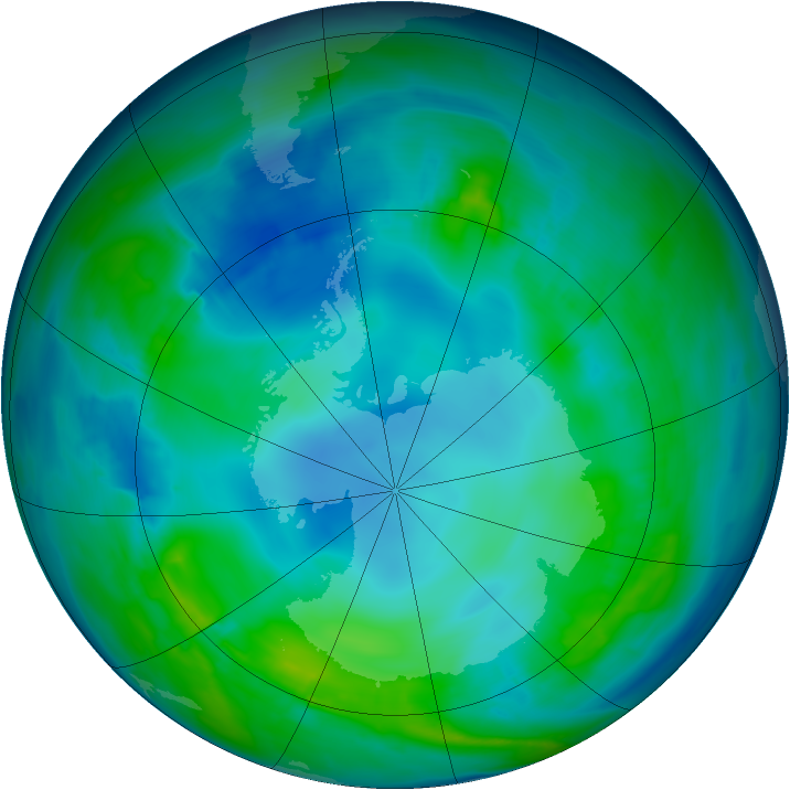 Antarctic ozone map for 07 May 2014
